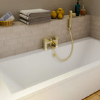 Kelvin Square Waterfall Bath Shower Mixer Tap with Kit - Brushed Brass