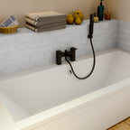 Kelvin Square Waterfall Bath Shower Mixer Tap with Kit - Matt Black