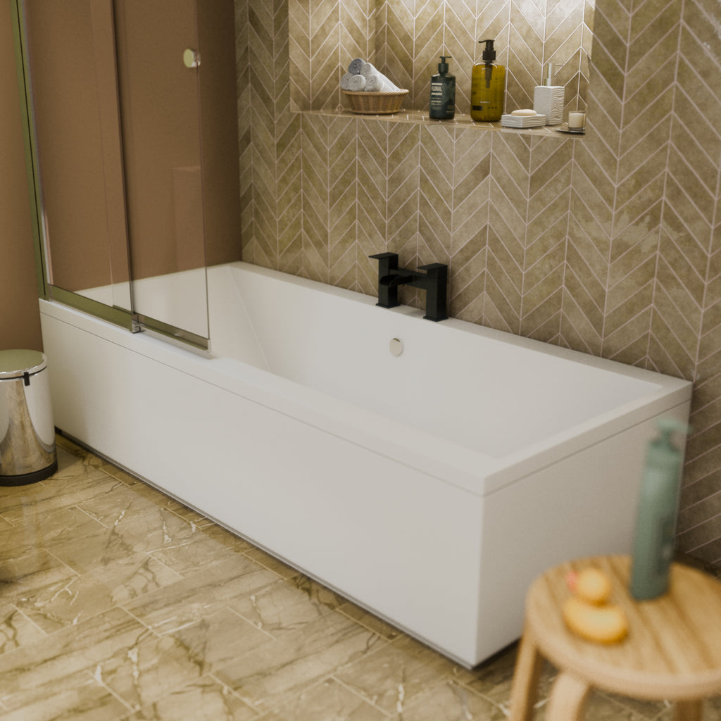 Kelvin Square Waterfall Bath Filler Mixer Tap - Matt Black