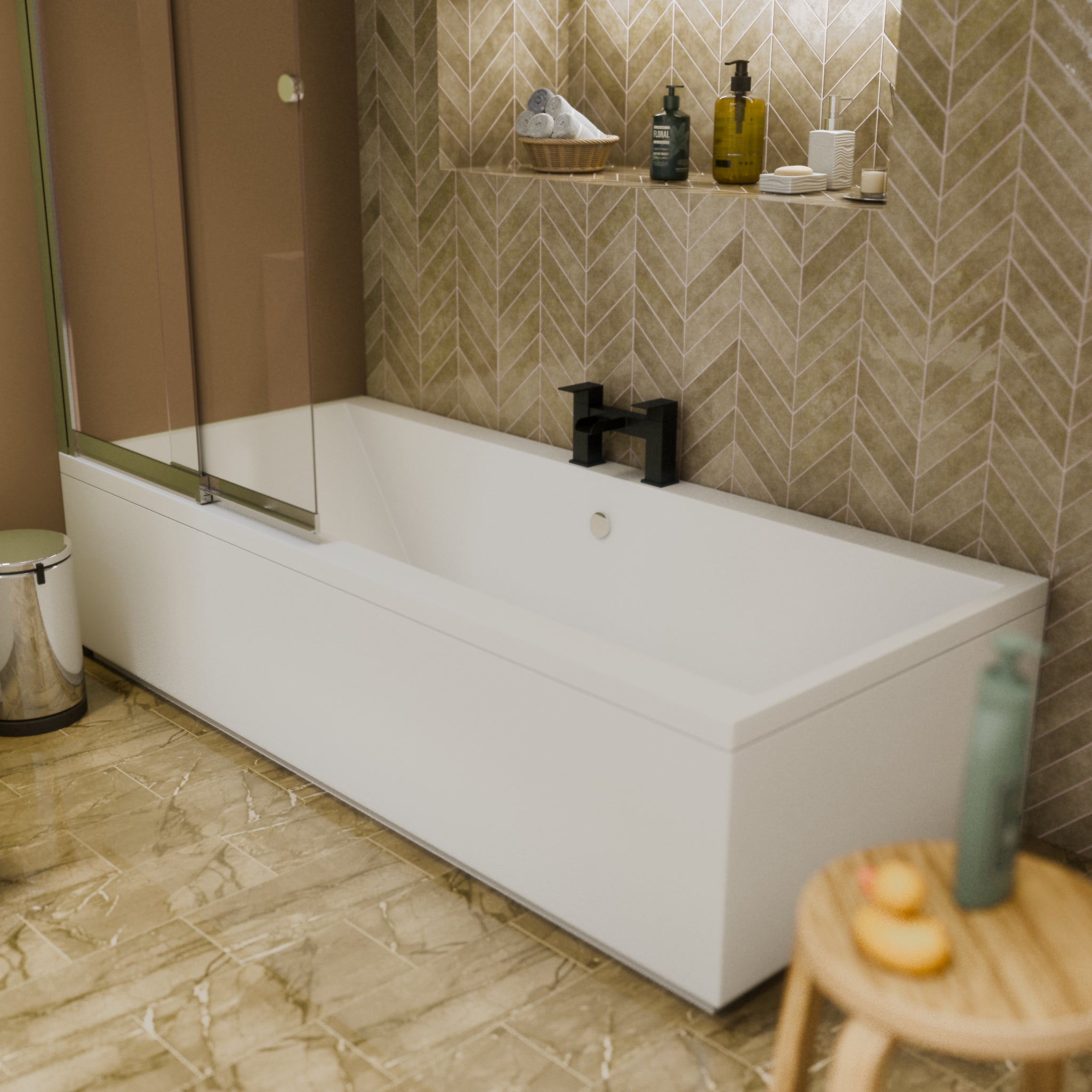 Kelvin Square Waterfall Bath Filler Mixer Tap - Matt Black