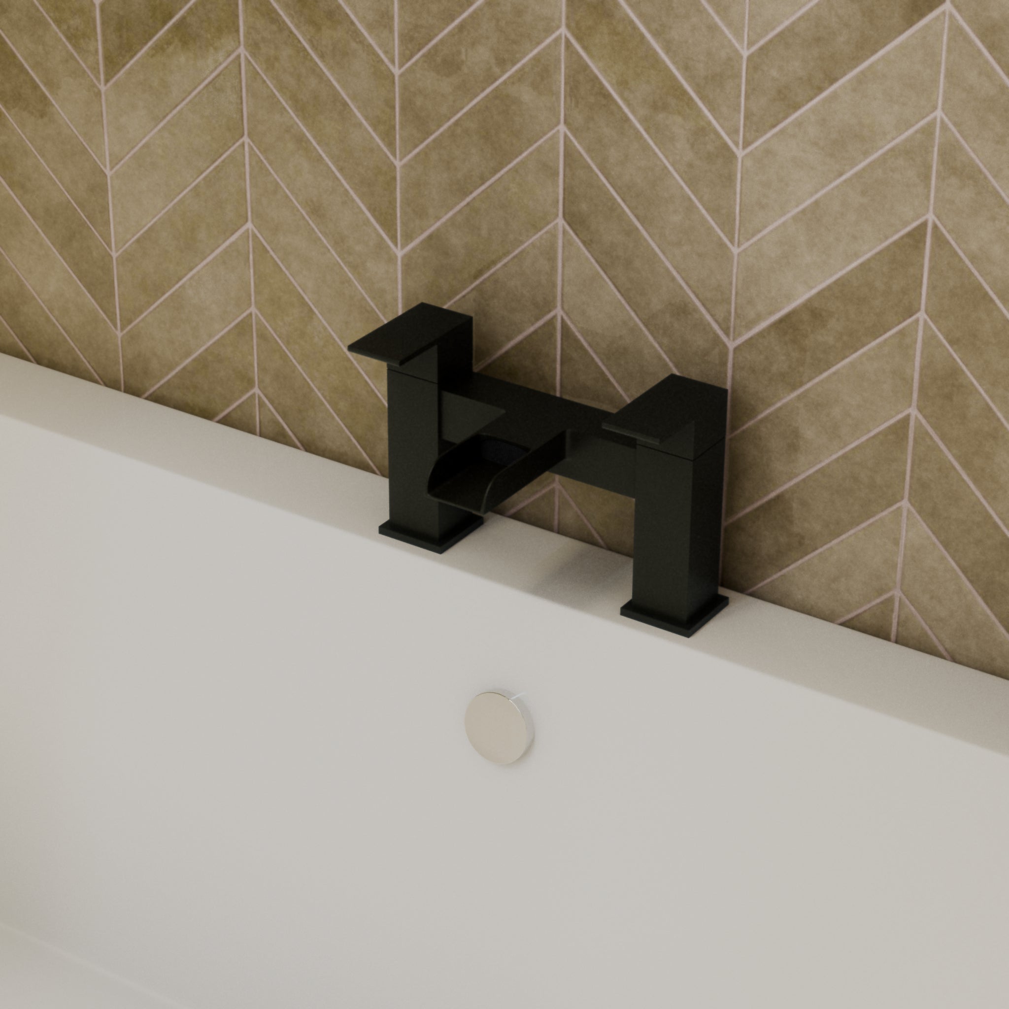 Kelvin Square Waterfall Bath Filler Mixer Tap - Matt Black