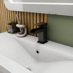 Kelvin Square Waterfall Mono Basin Mixer Tap - Matt Black