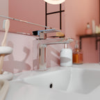 Lunar Soft Square Mono Basin Mixer Tap with Waste - Chrome