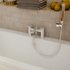 Lunar Soft Square Bath Shower Mixer Tap with Kit - Chrome