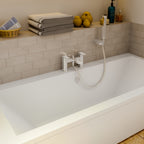 Lunar Soft Square Bath Shower Mixer Tap with Kit - Chrome