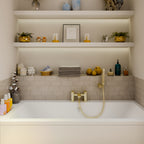 Lunar Soft Square Bath Shower Mixer Tap with Kit - Brushed Brass