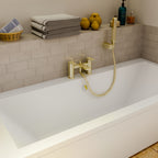 Lunar Soft Square Bath Shower Mixer Tap with Kit - Brushed Brass