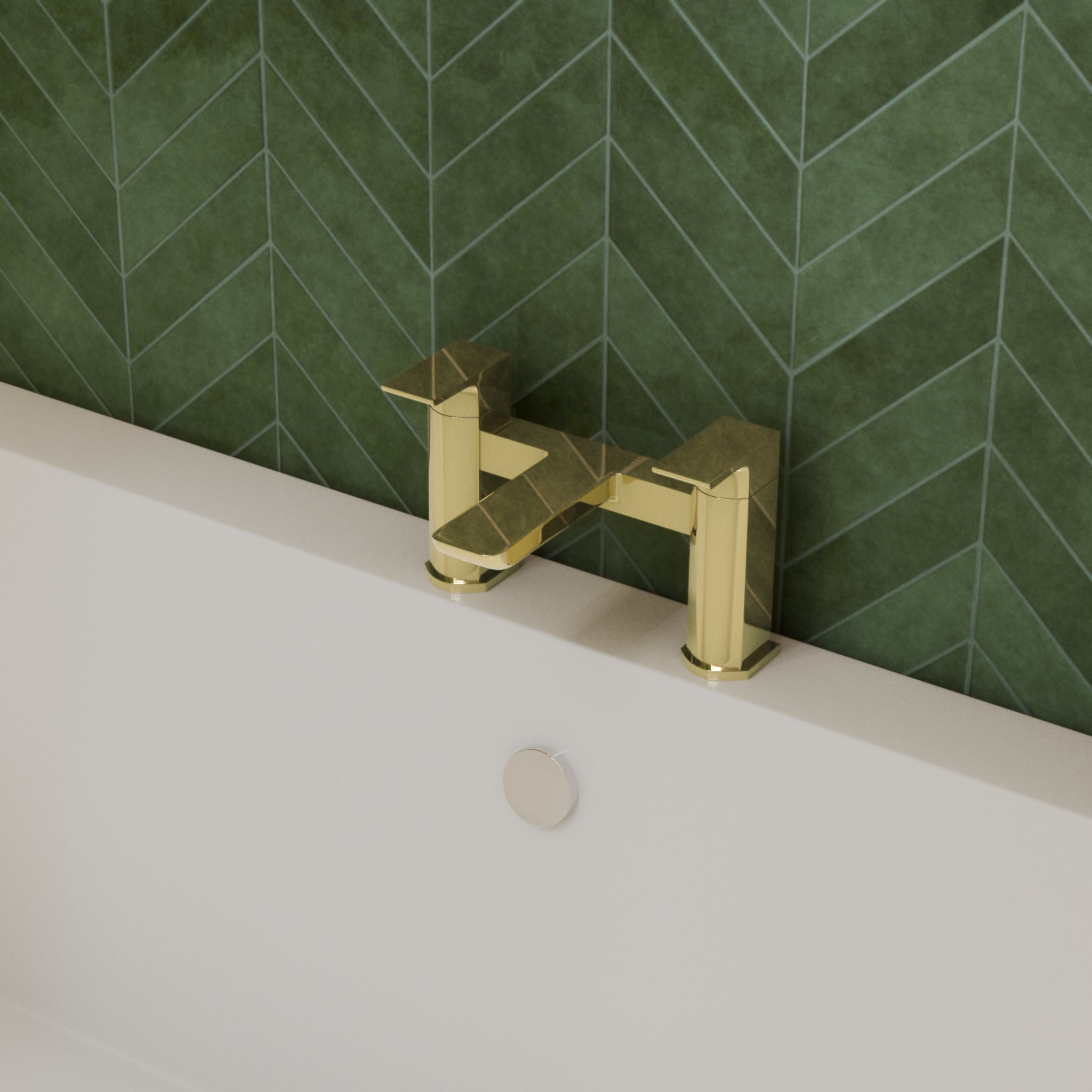Lunar Soft Square Bath Filler Mixer Tap - Brushed Brass