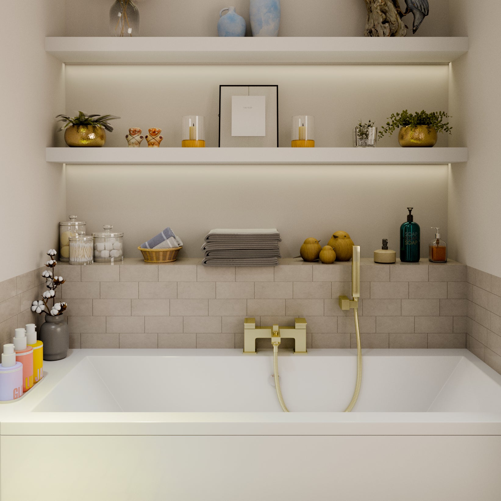 Munro Bath Shower Mixer Tap with Kit - Brushed Brass