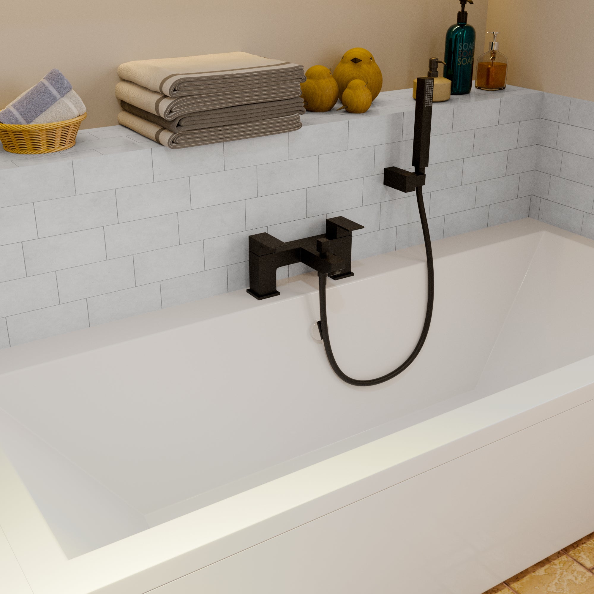 Munro Bath Shower Mixer Tap with Kit - Matt Black