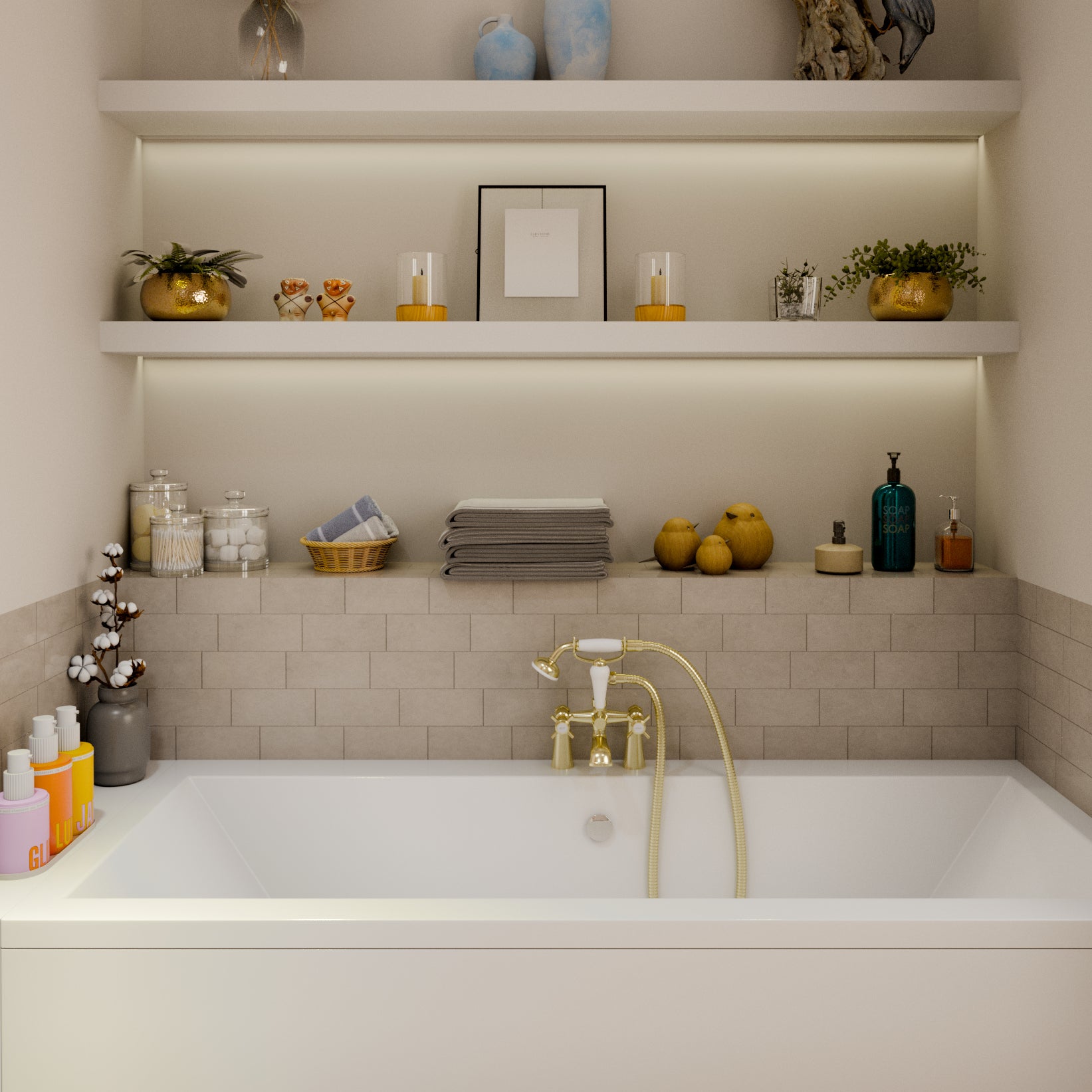 Regency Traditional Bath Shower Mixer Tap with Kit - Brushed Brass