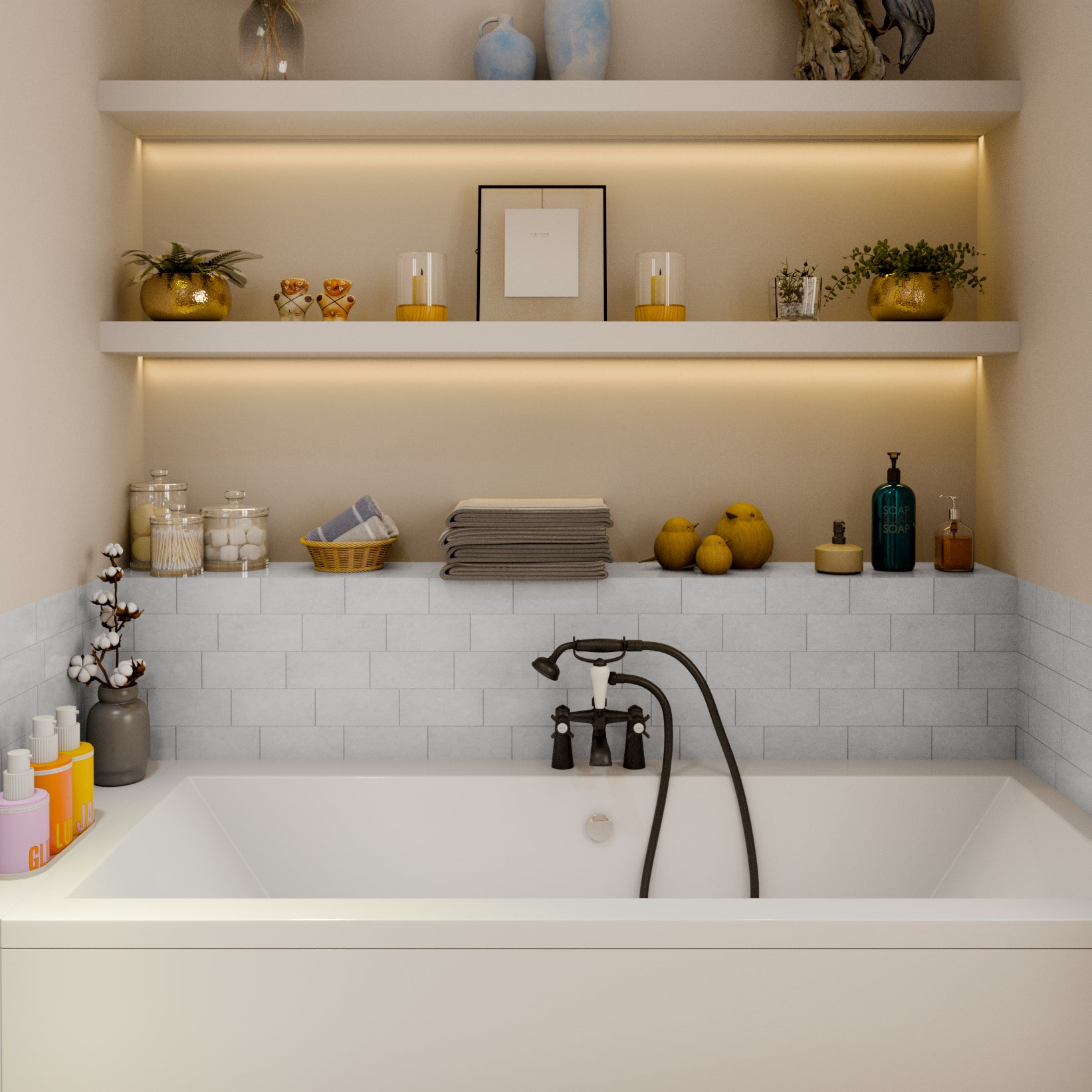 Regency Traditional Bath Shower Mixer Tap with Kit - Matt Black