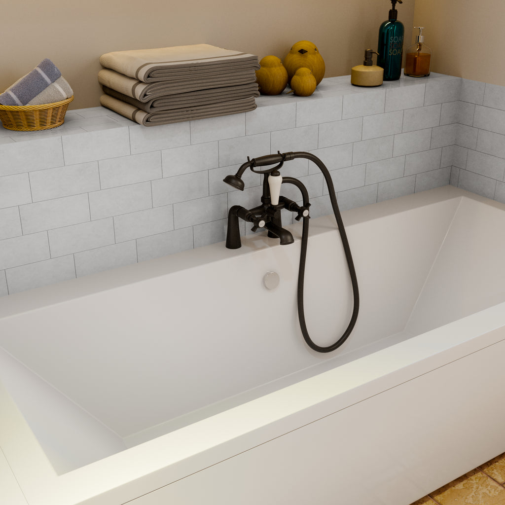 Regency Traditional Bath Shower Mixer Tap with Kit - Matt Black