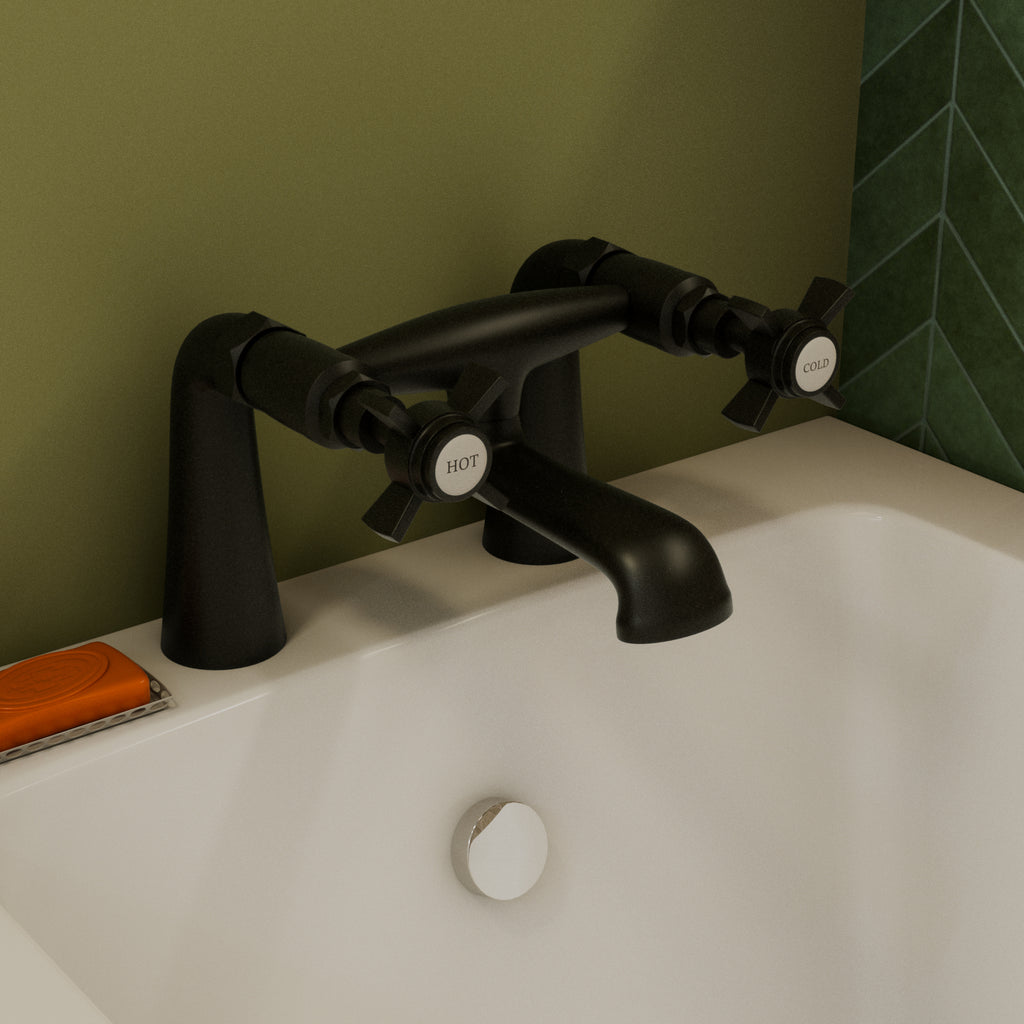 Regency Traditional Bath Filler Mixer Tap - Matt Black