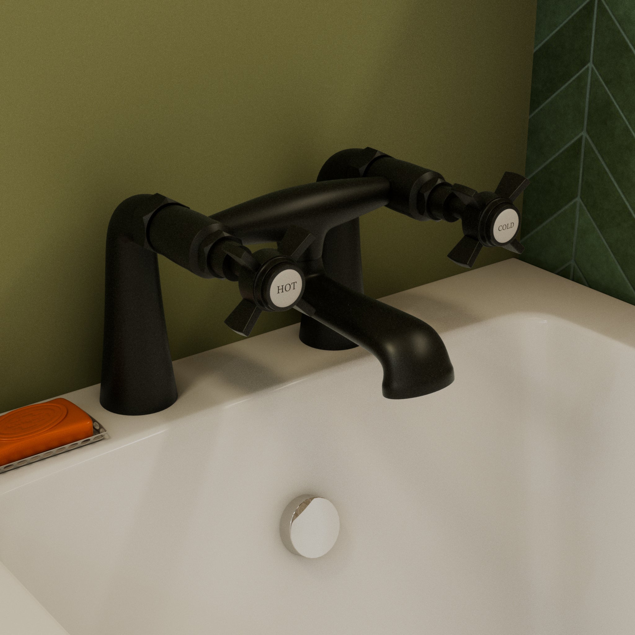 Regency Traditional Bath Filler Mixer Tap - Matt Black