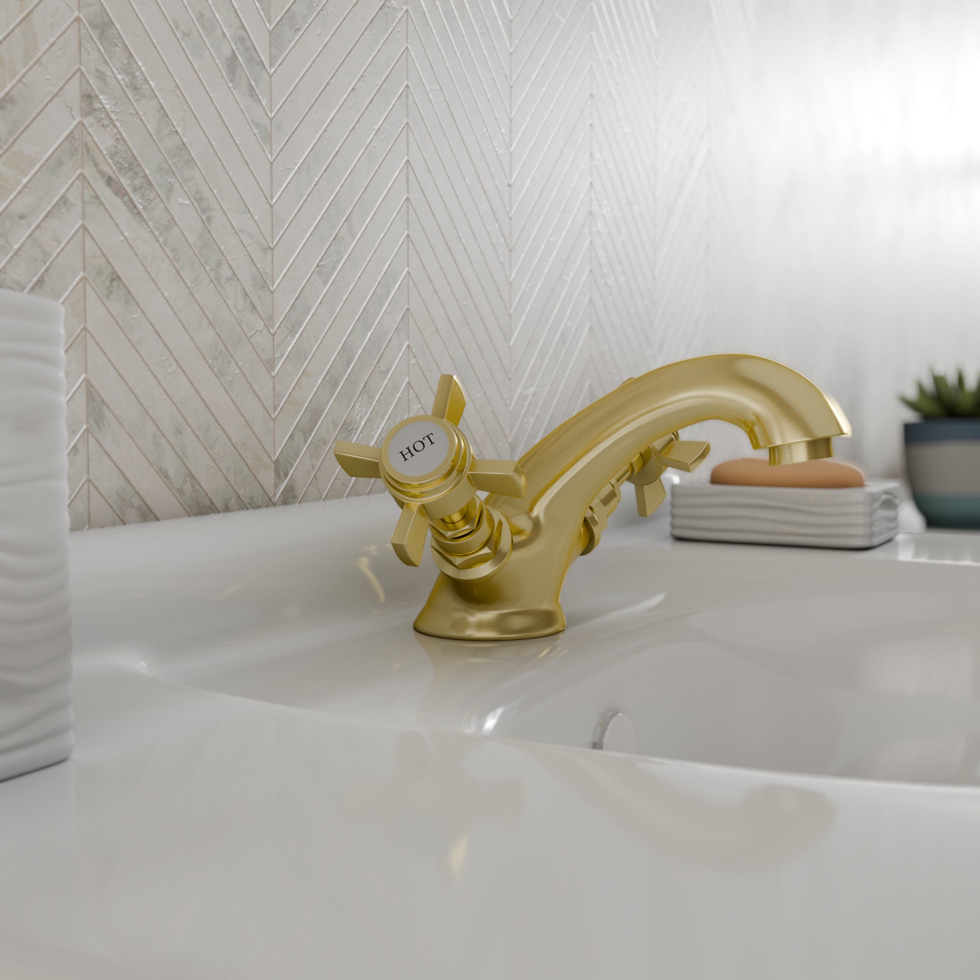 Regency Traditional Mono Basin Mixer Tap - Brushed Brass