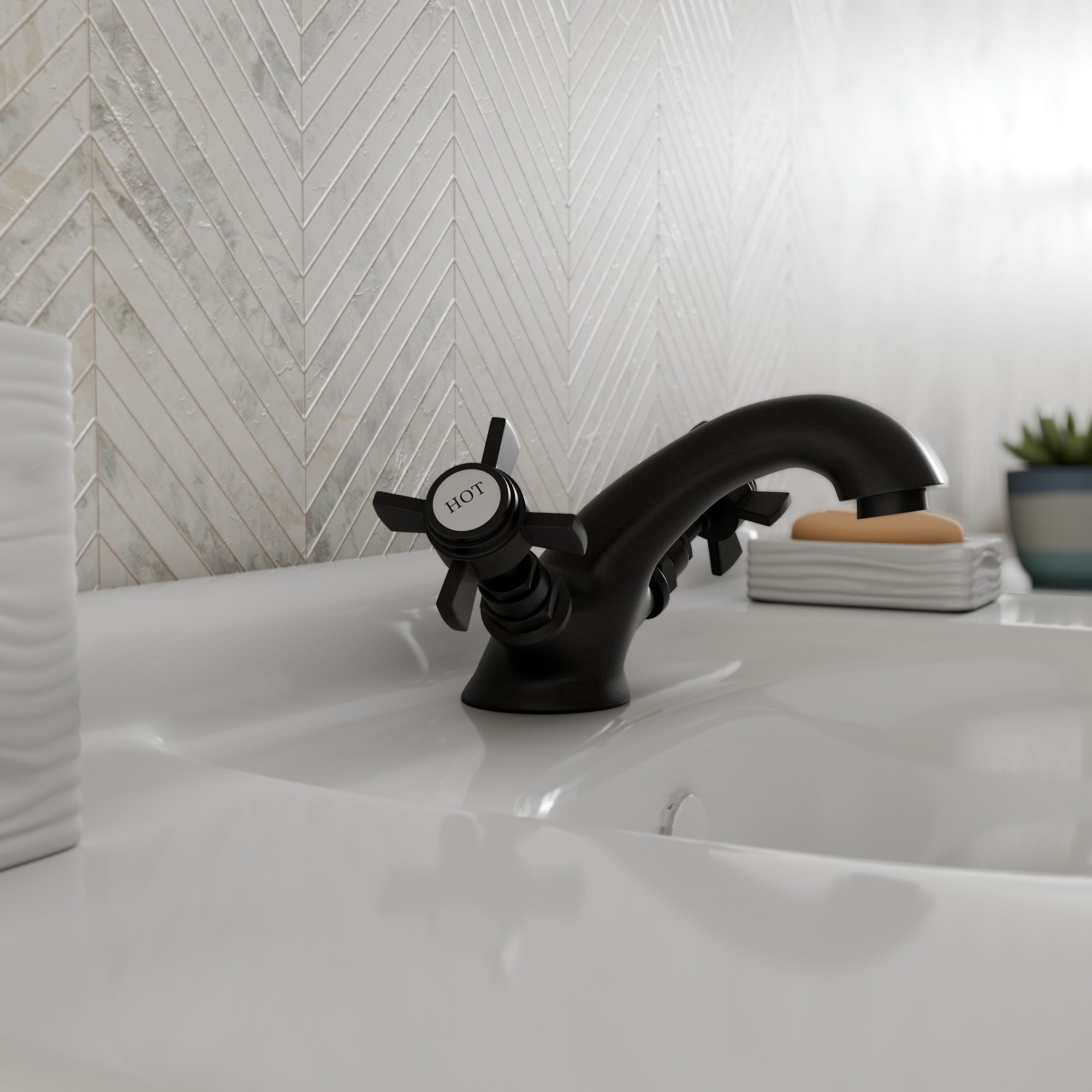 Regency Traditional Mono Basin Mixer Tap - Matt Black
