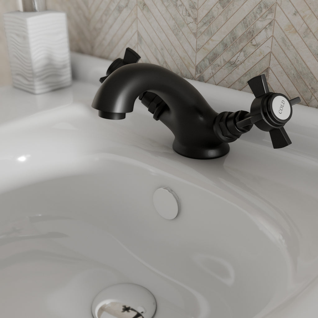 Regency Traditional Mono Basin Mixer Tap - Matt Black