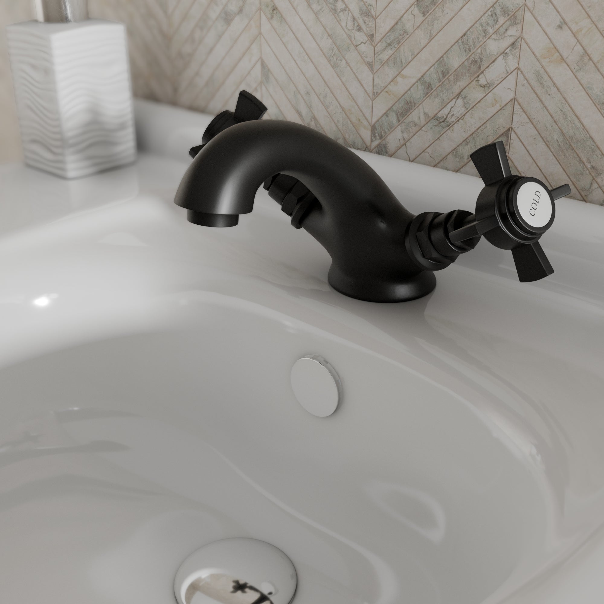 Regency Traditional Mono Basin Mixer Tap - Matt Black
