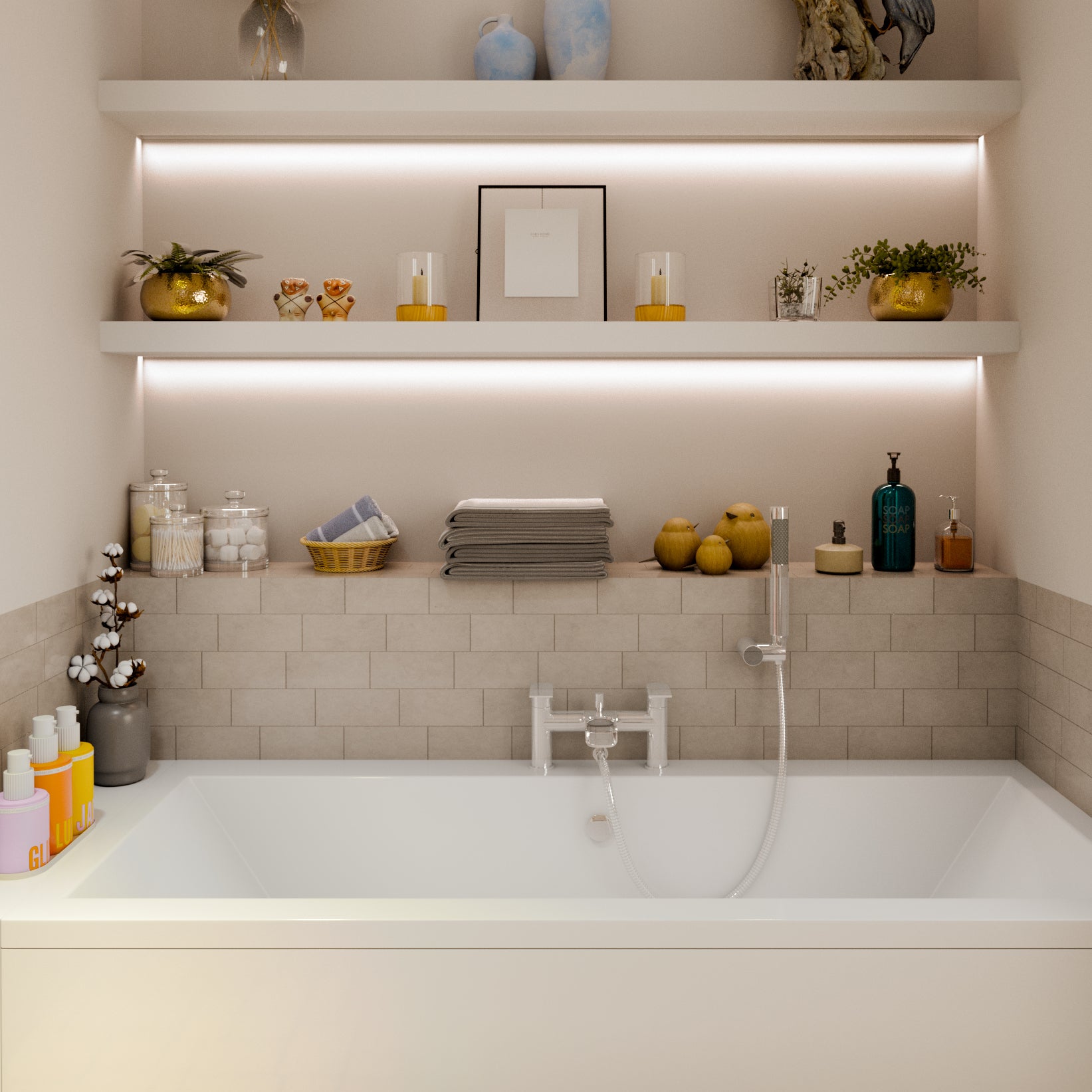 Symphony Round Waterfall Bath Shower Mixer Tap with Kit - Chrome