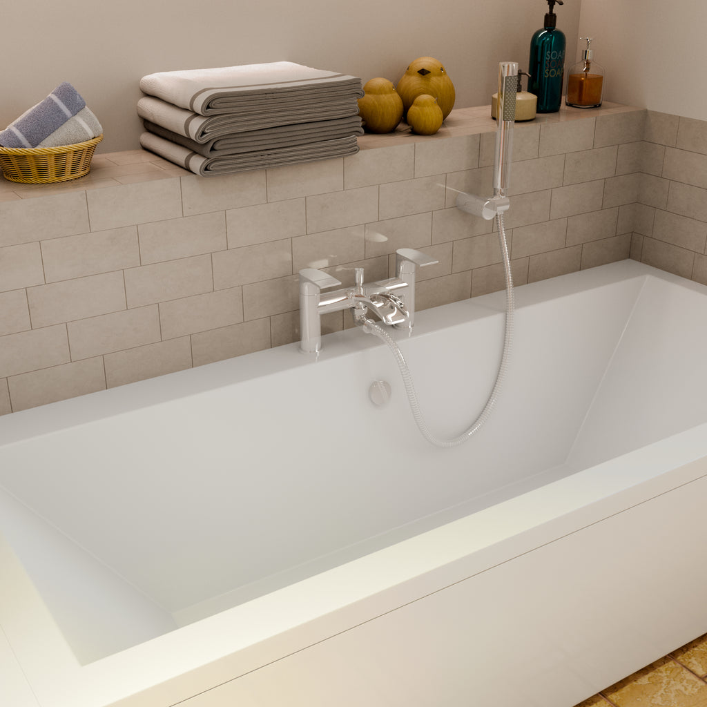 Symphony Round Waterfall Bath Shower Mixer Tap with Kit - Chrome