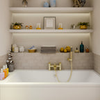 Symphony Round Waterfall Bath Shower Mixer Tap with Kit - Brushed Brass