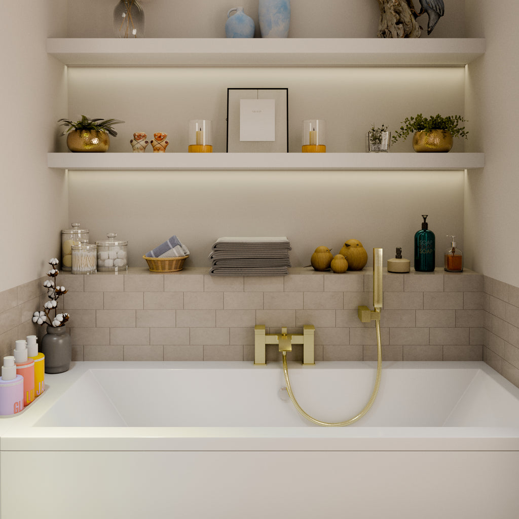 Trace Bath Shower Mixer Tap with Kit - Brushed Brass