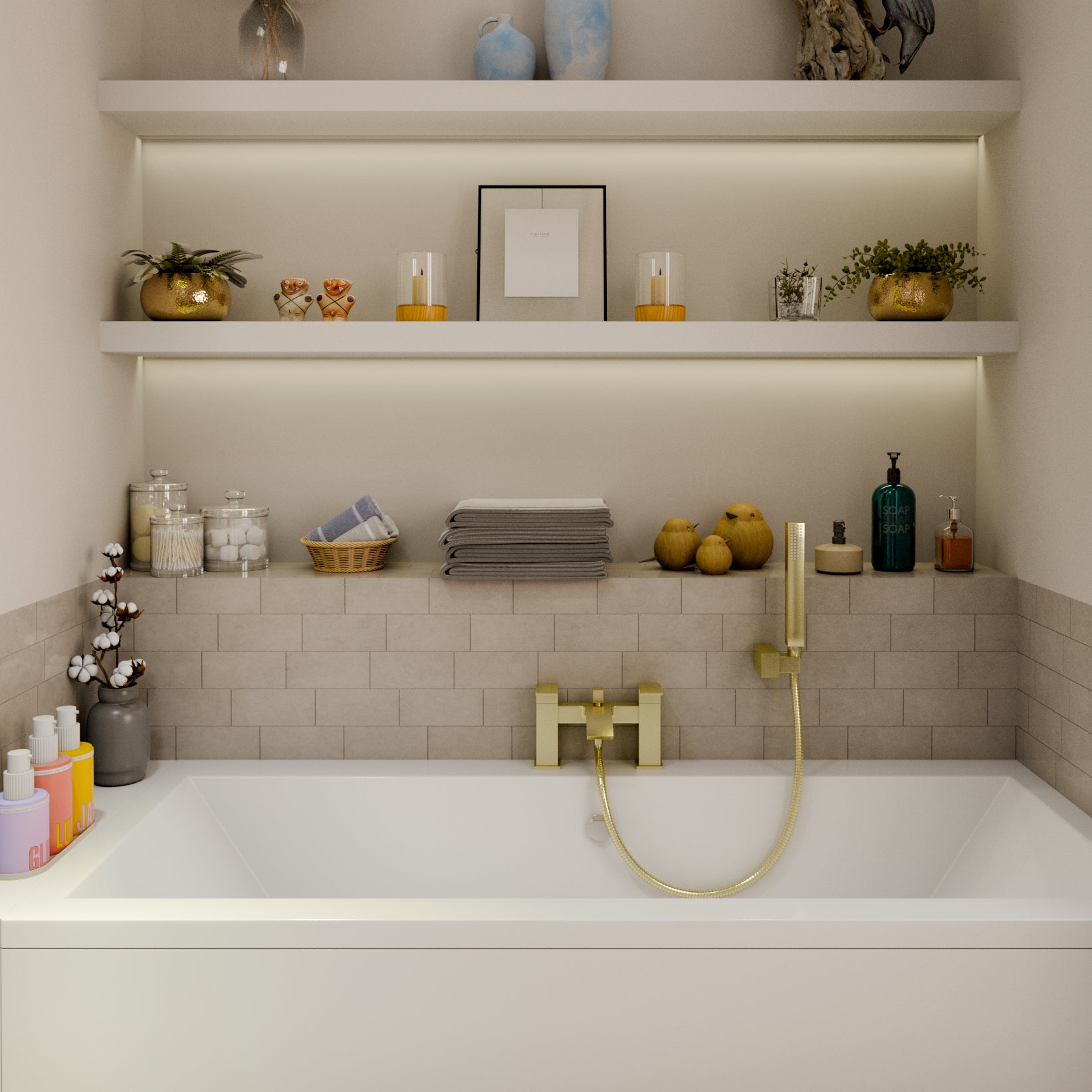 Trace Bath Shower Mixer Tap with Kit - Brushed Brass