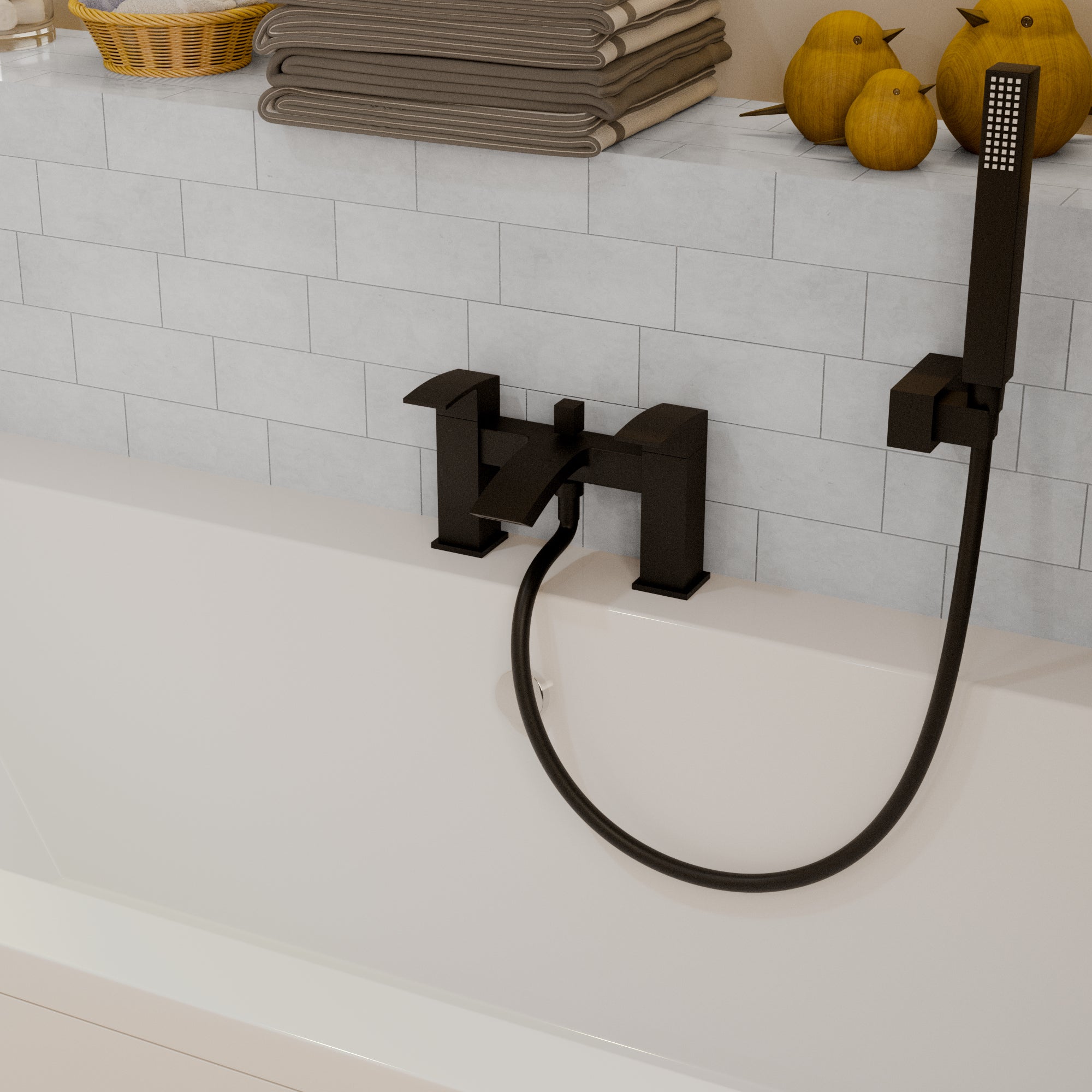 Trace Bath Shower Mixer Tap with Kit - Matt Black