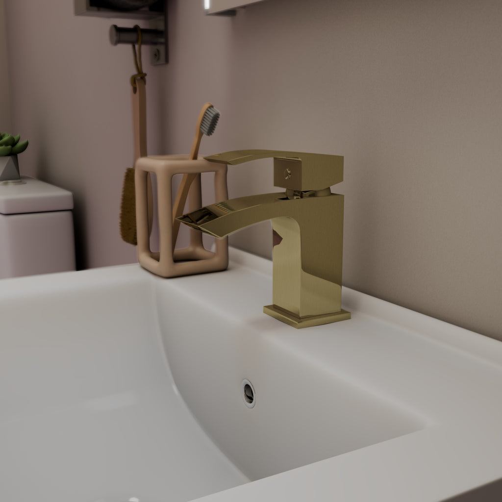 Trace Mono Basin Mixer Tap with Waste - Brushed Brass