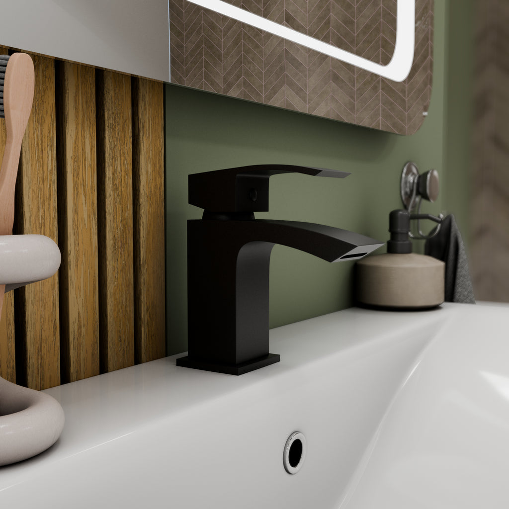 Trace Mono Basin Mixer Tap with Waste - Matt Black