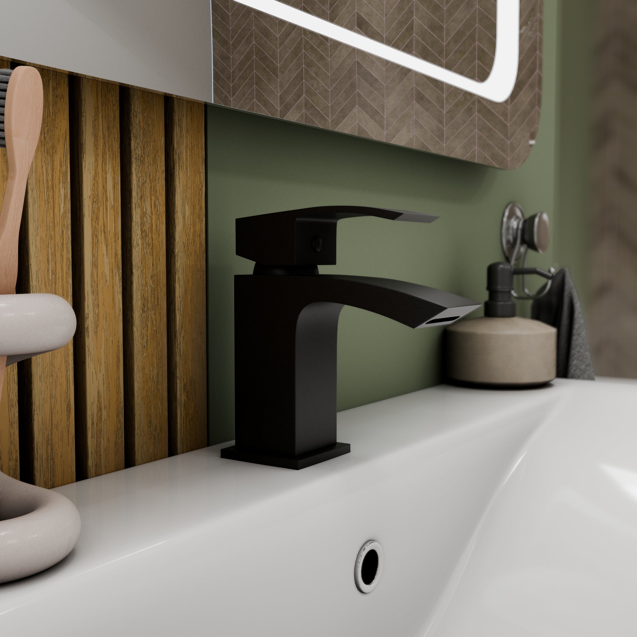 Trace Mono Basin Mixer Tap with Waste - Matt Black