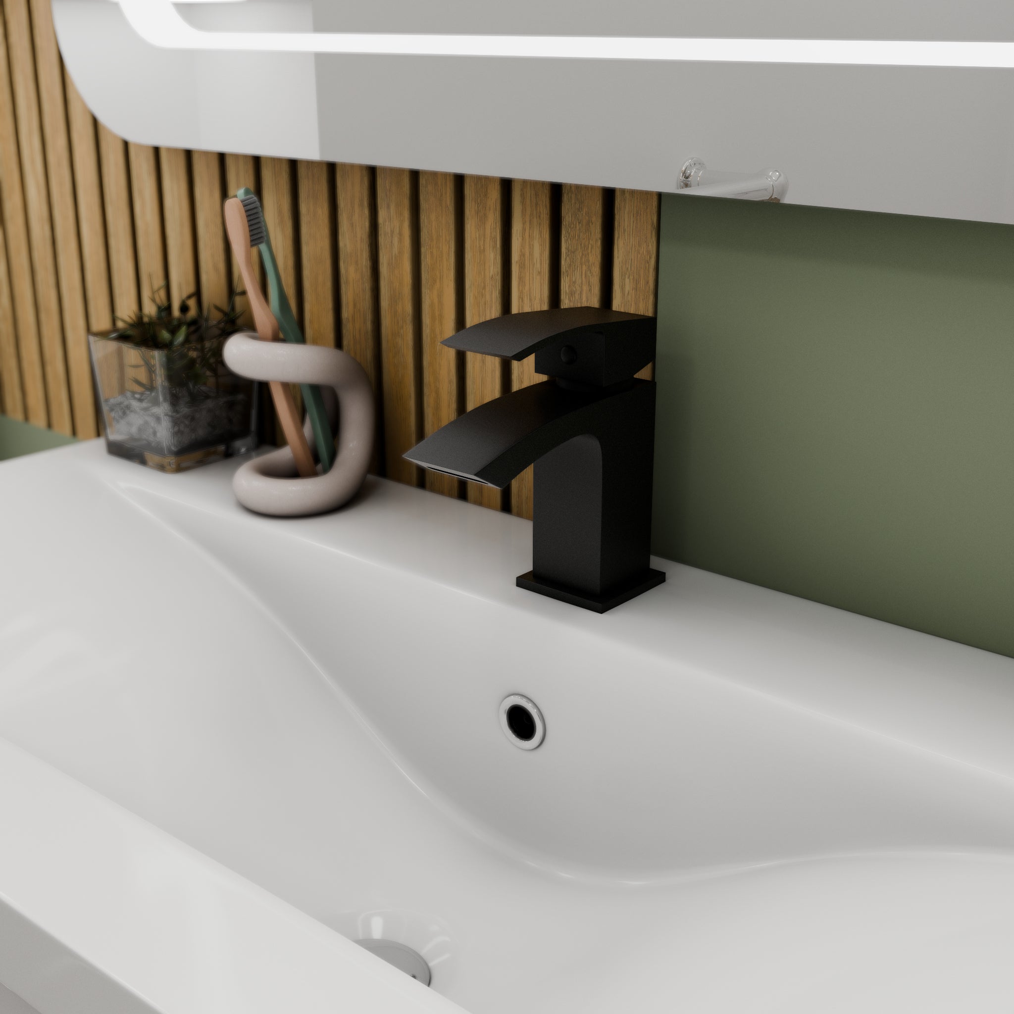 Trace Mono Basin Mixer Tap with Waste - Matt Black