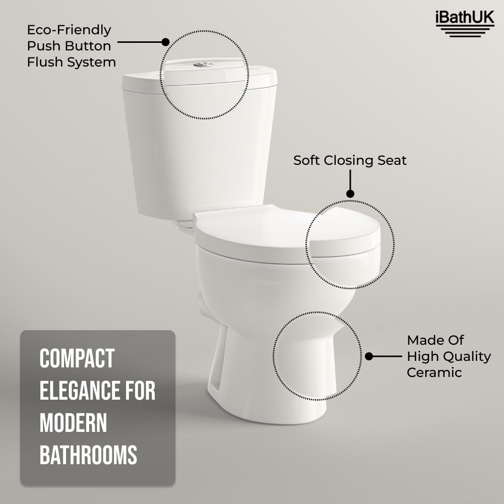 Desire BASICS Close Coupled Toilet Pan, Cistern & SC Seat