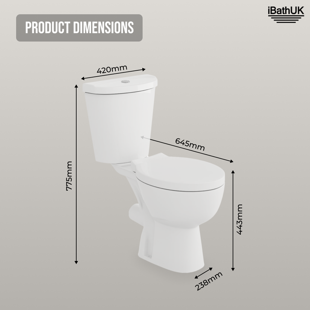 Desire BASICS Close Coupled Toilet Pan, Cistern & SC Seat