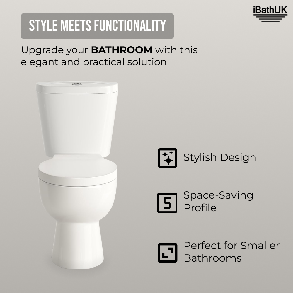 Desire BASICS Close Coupled Toilet Pan, Cistern & SC Seat