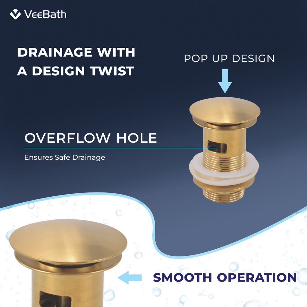 Ideal Slotted Basin Waste Full Dome - Brushed Brass