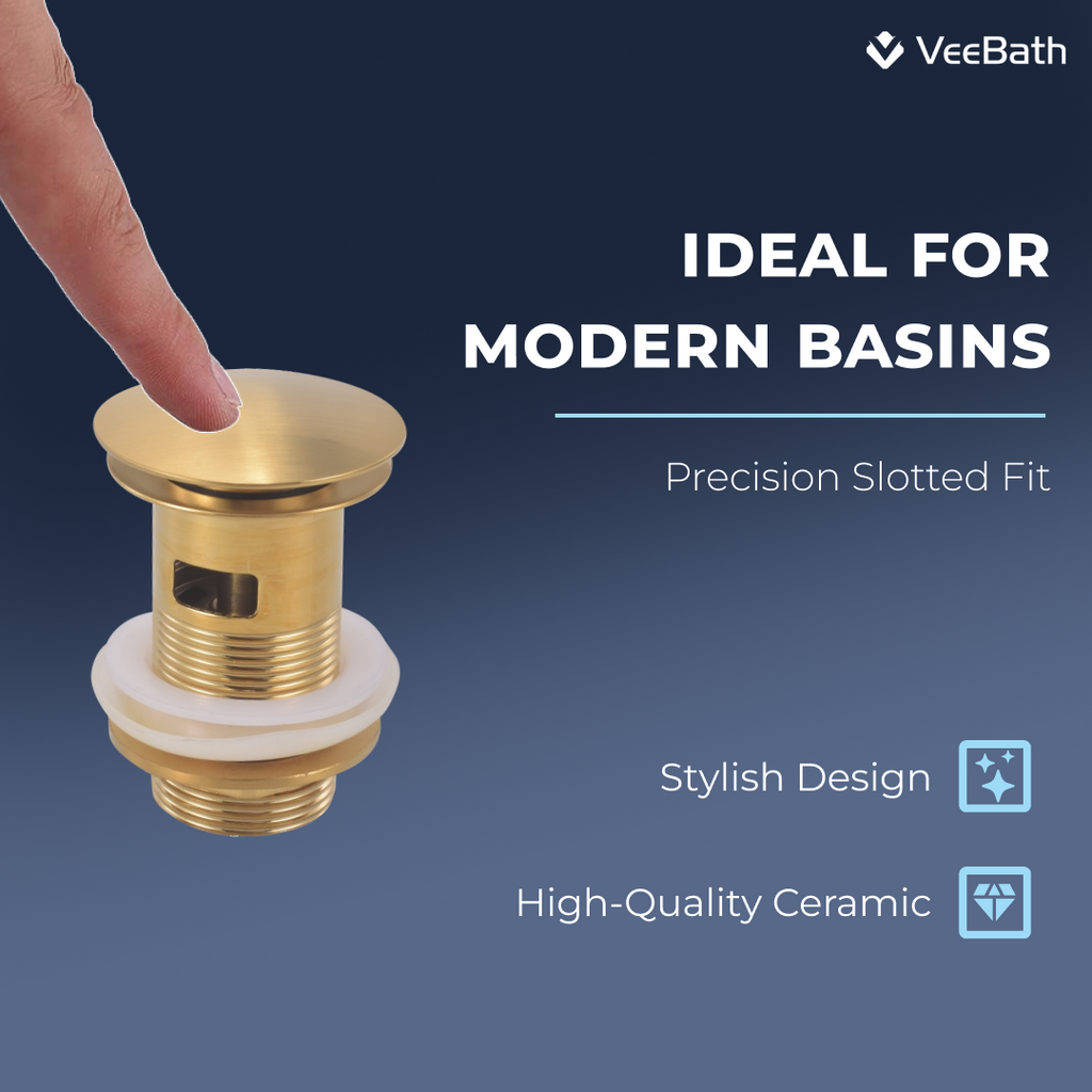 Ideal Slotted Basin Waste Full Dome - Brushed Brass