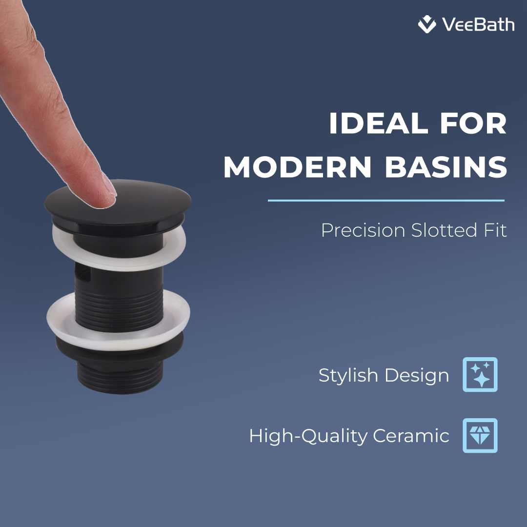 Ideal Full Dome Slotted Basin Waste - Matt Black