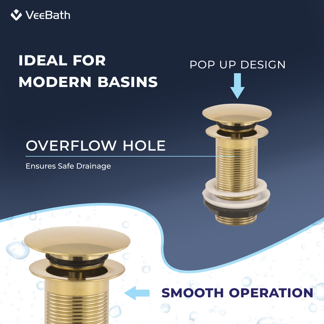 Ideal Full Dome Waste Unslotted - Brushed Brass