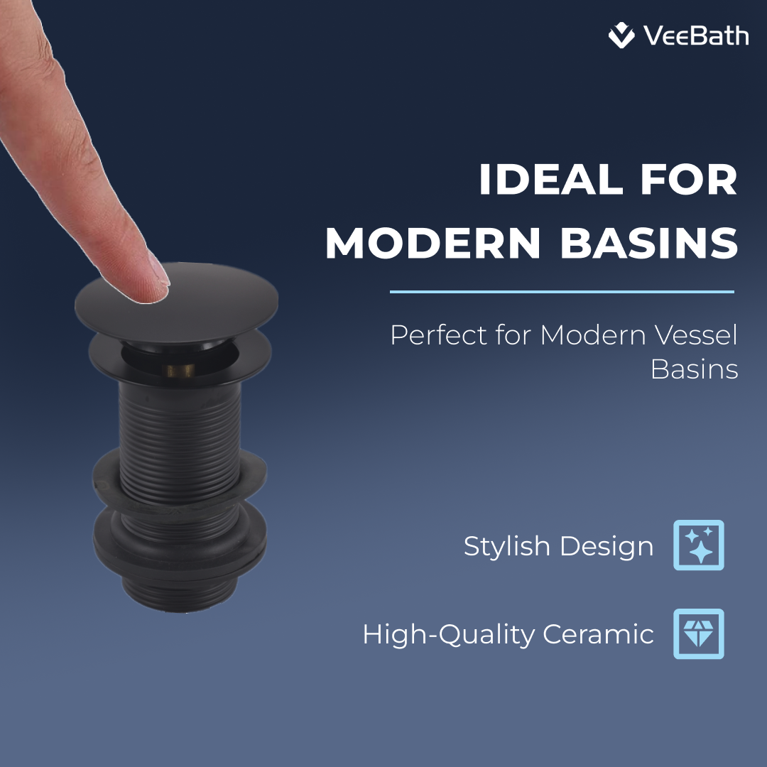 Ideal Full Dome Waste Unslotted - Matt Black