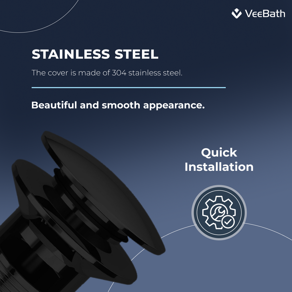 Ideal Full Dome Waste Unslotted - Matt Black