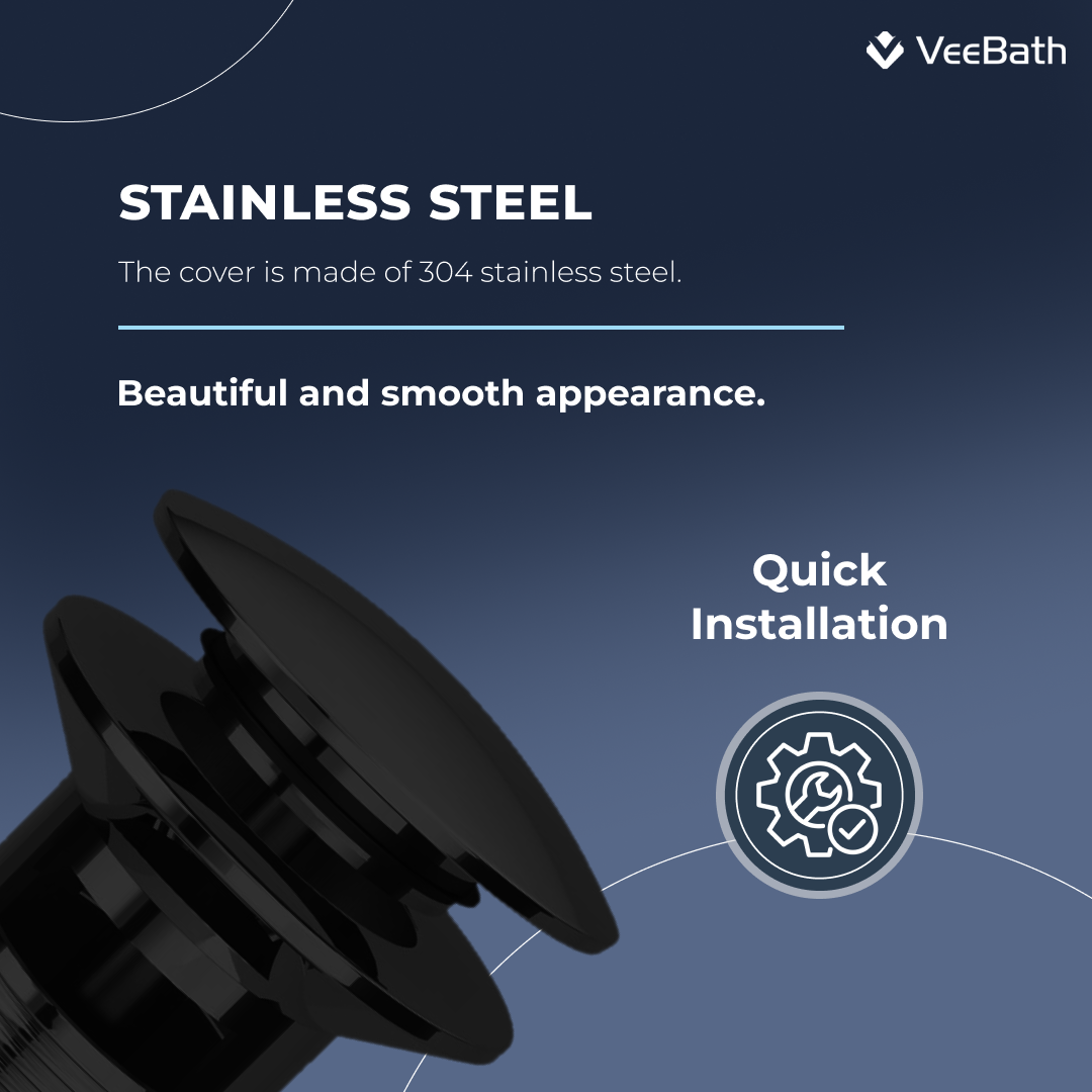 Ideal Full Dome Waste Unslotted - Matt Black