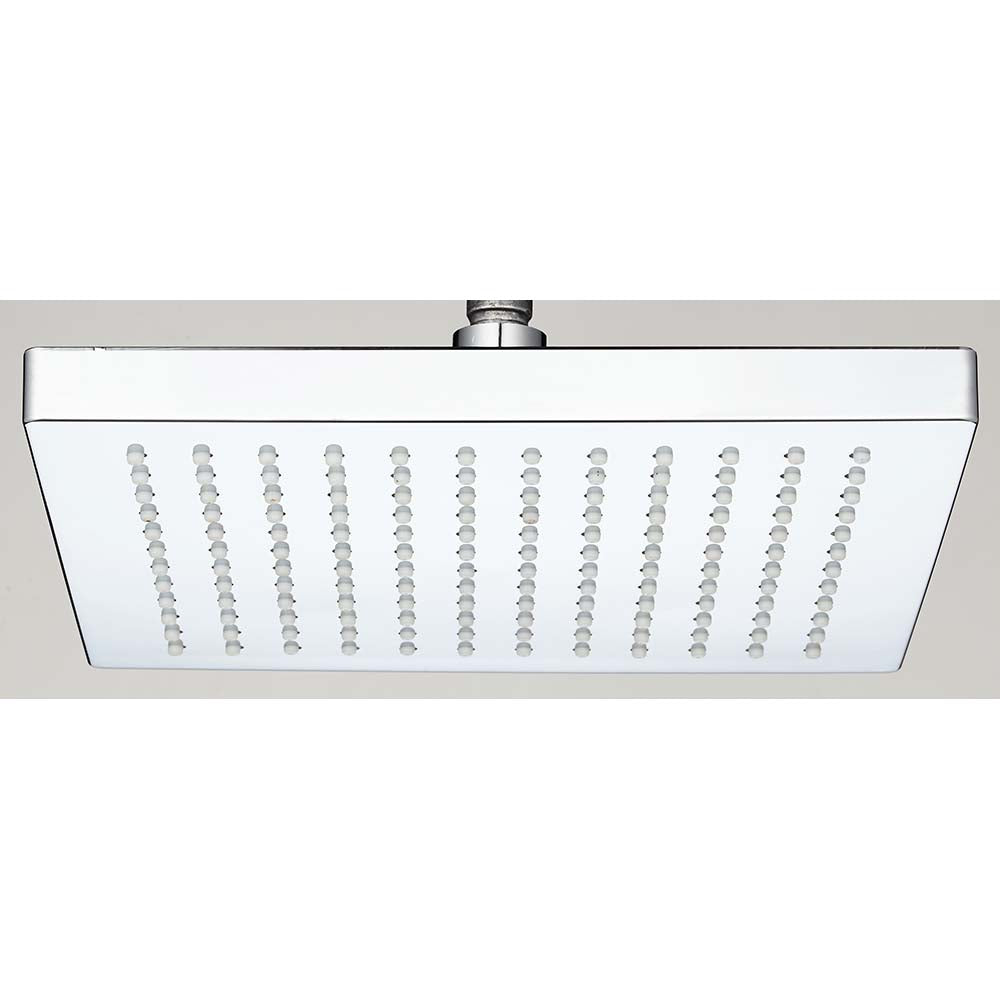 iBathUK Pluvia Fixed Rainfall Brass Shower Head, Easy Clean Chrome Swivel Joint, Modern Bathroom Accessories, 8 Inch Square