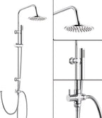 iBathUK Elevex 2 Way Shower Riser Rail Kit with SS Fixed Head & Diverter Round, Stylish Shower Riser Rail, Chrome