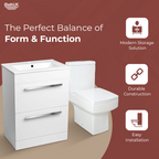 2 Piece Toilet & Basin Drawer Unit Bathroom Furniture Vanity Suite