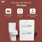2 Piece Toilet & Basin Drawer Unit Bathroom Furniture Vanity Suite
