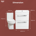 2 Piece Toilet & Basin Drawer Unit Bathroom Furniture Vanity Suite