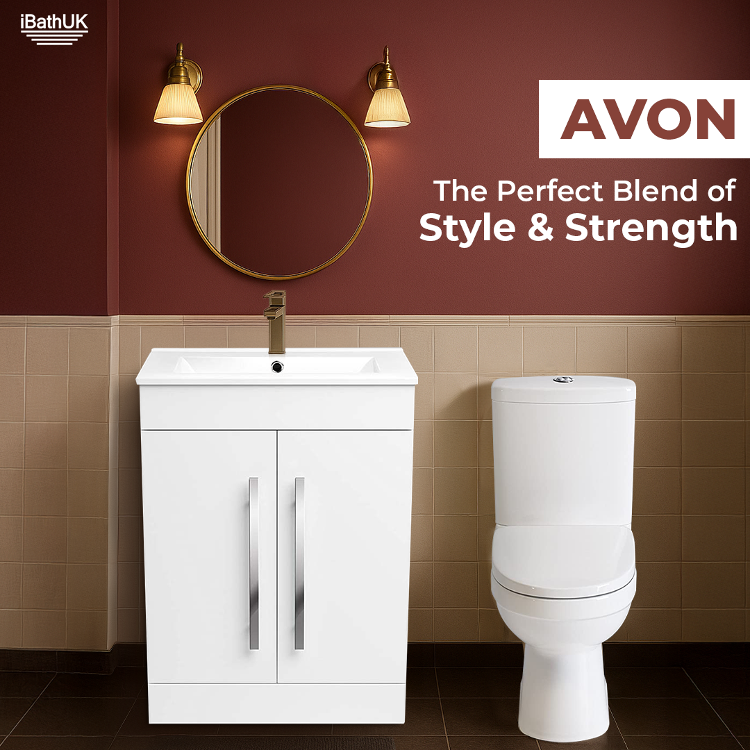 Bathroom Ceramic Suite Vanity Sink Unit Chrome Handles + Close Coupled Toilet Set