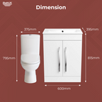 Bathroom Ceramic Suite Vanity Sink Unit Chrome Handles + Close Coupled Toilet Set